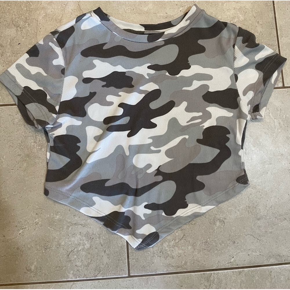 Grey Camouflage Crop Top